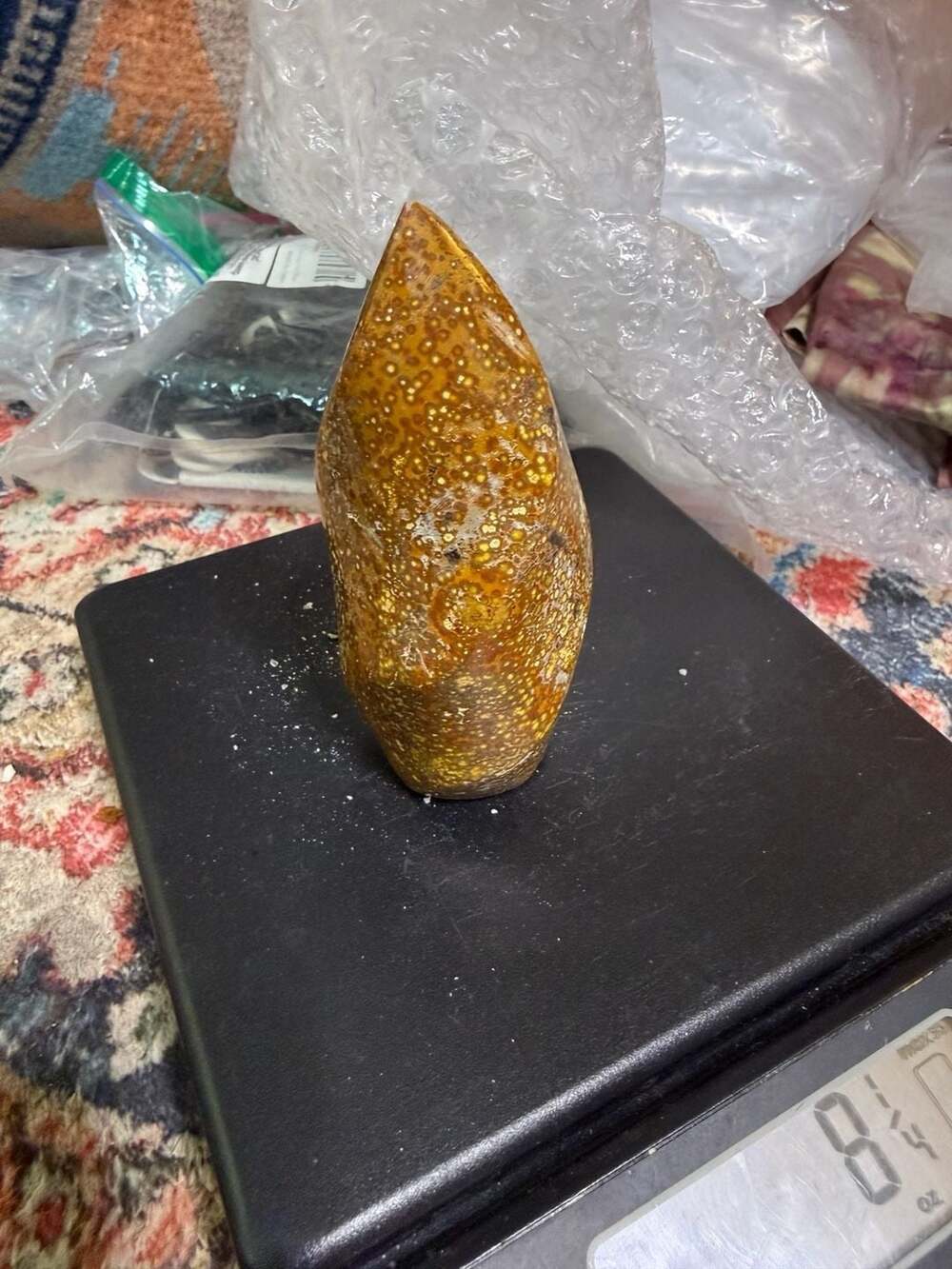 Natural Polished 8th Vein Ocean Jasper Crystal Flame Sculpture